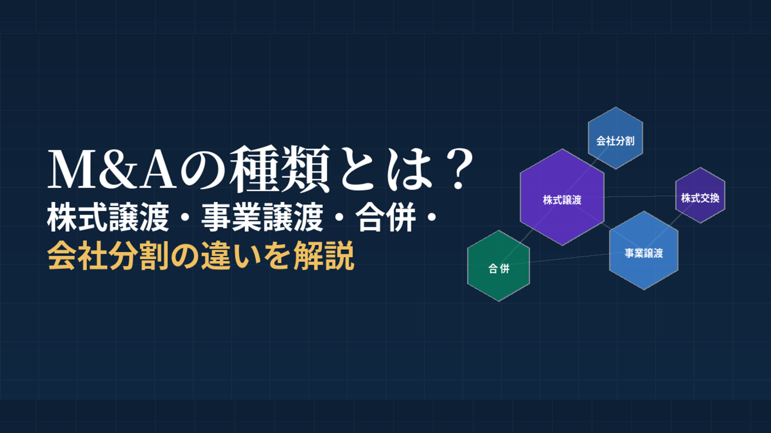 M&Aの種類とは？株式譲渡・事業譲渡・合併・会社分割の違いを解説
